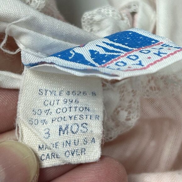 Vintage Toddle Tyke Dress Size 3 Months Pink Ruffle Collar Lace Short Sleeve - Picture 9 of 11